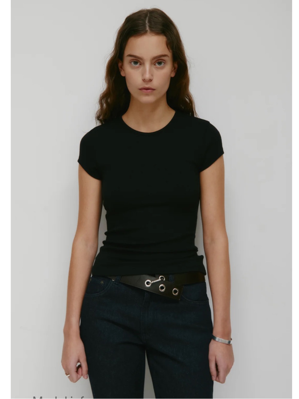 KOTN Black Ribbed Short Sleeve Tee